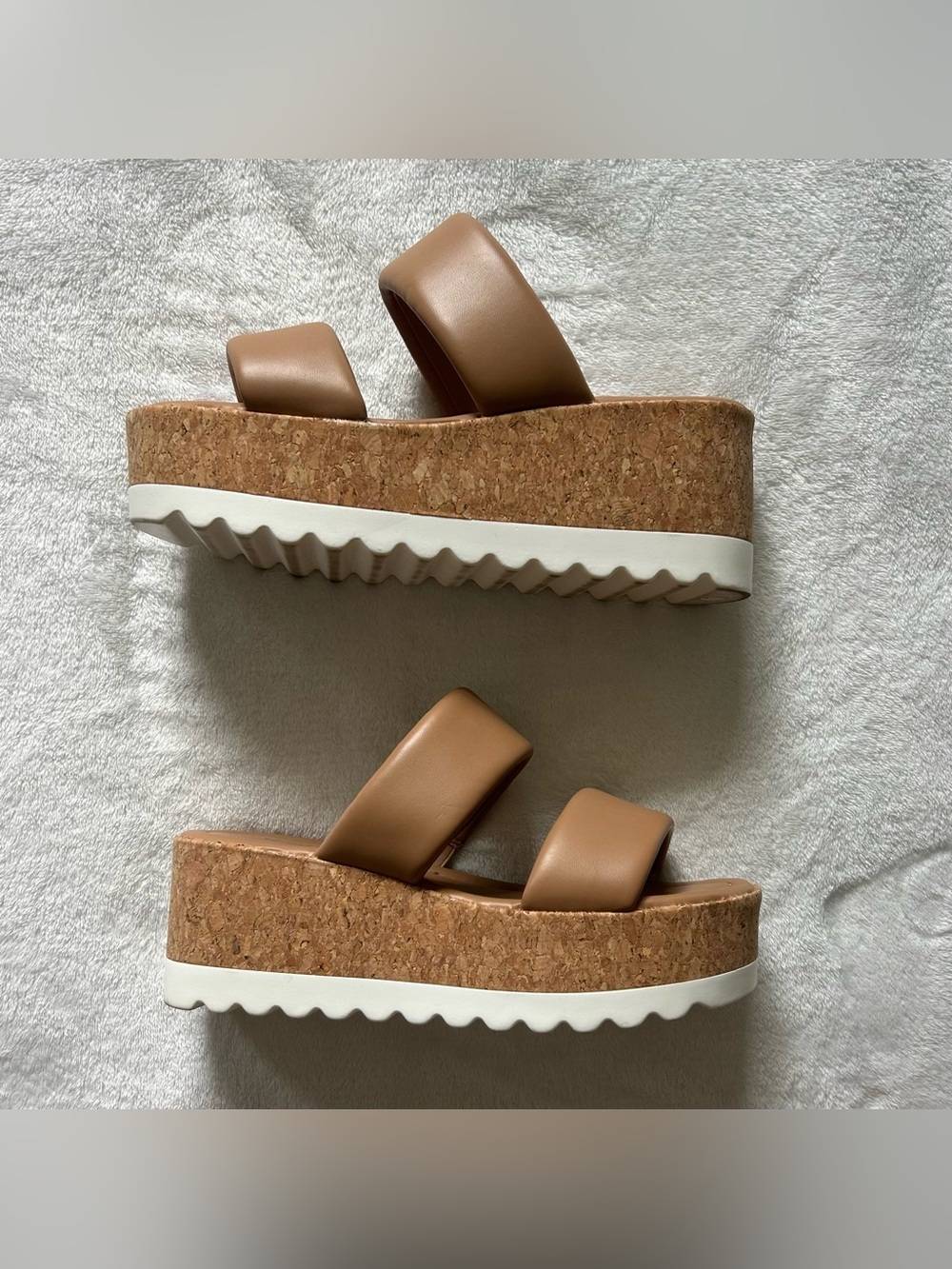 Xappeal Cork Platform Wedge Sandals – Tan – Size 7